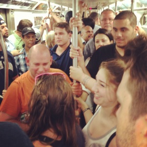 Subway ride after the game. PACKED. 