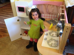 Loving her new kitchen
